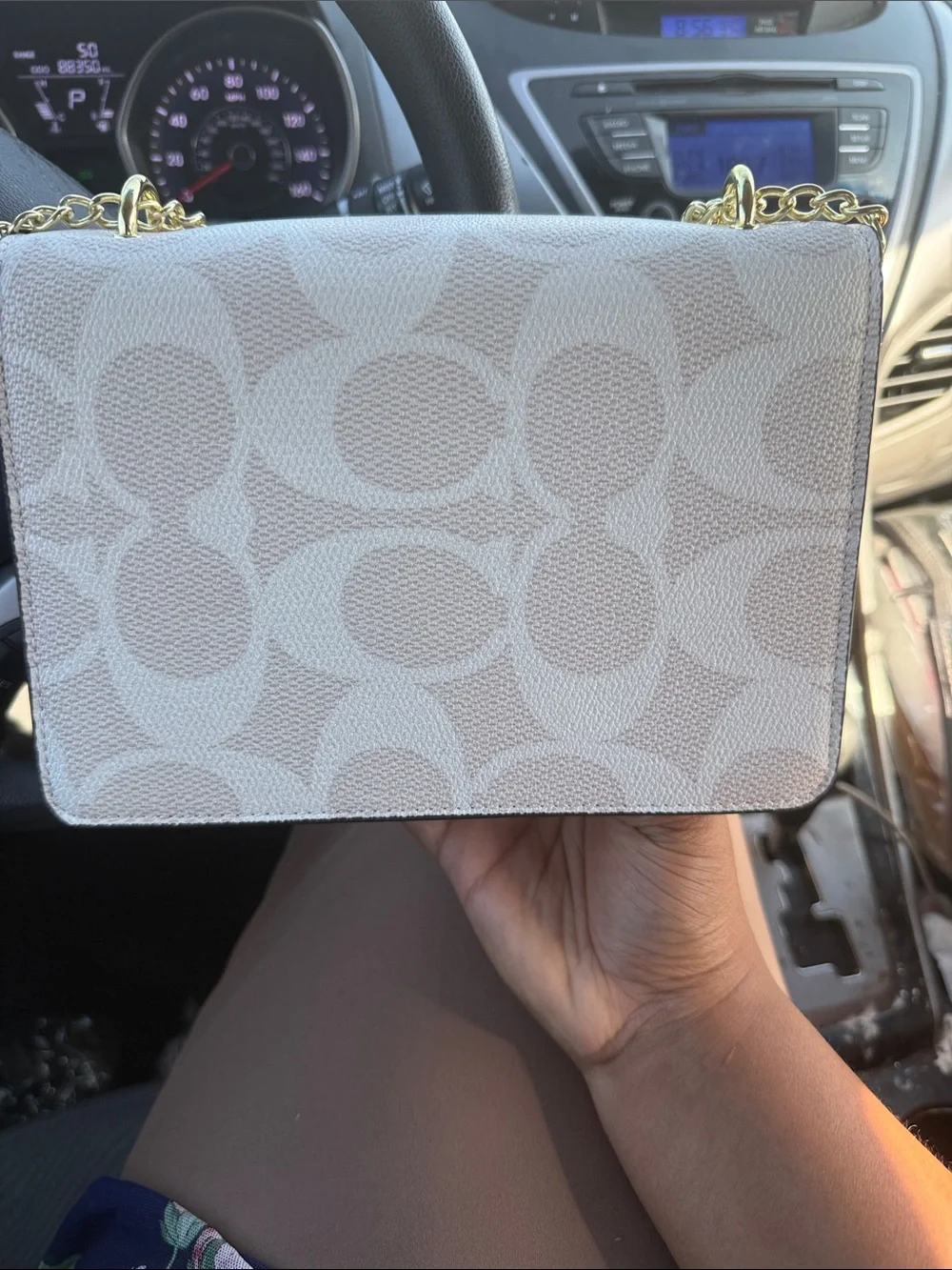 Coach Signature Light Blue Gray Wallet Clutch with Gold Logo